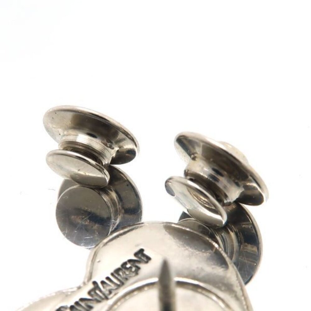 Yves Saint Laurent Pin Brooch 2 Pieces Tuck Pin Steampunk Heart Face Silver - Picture 6 of 9